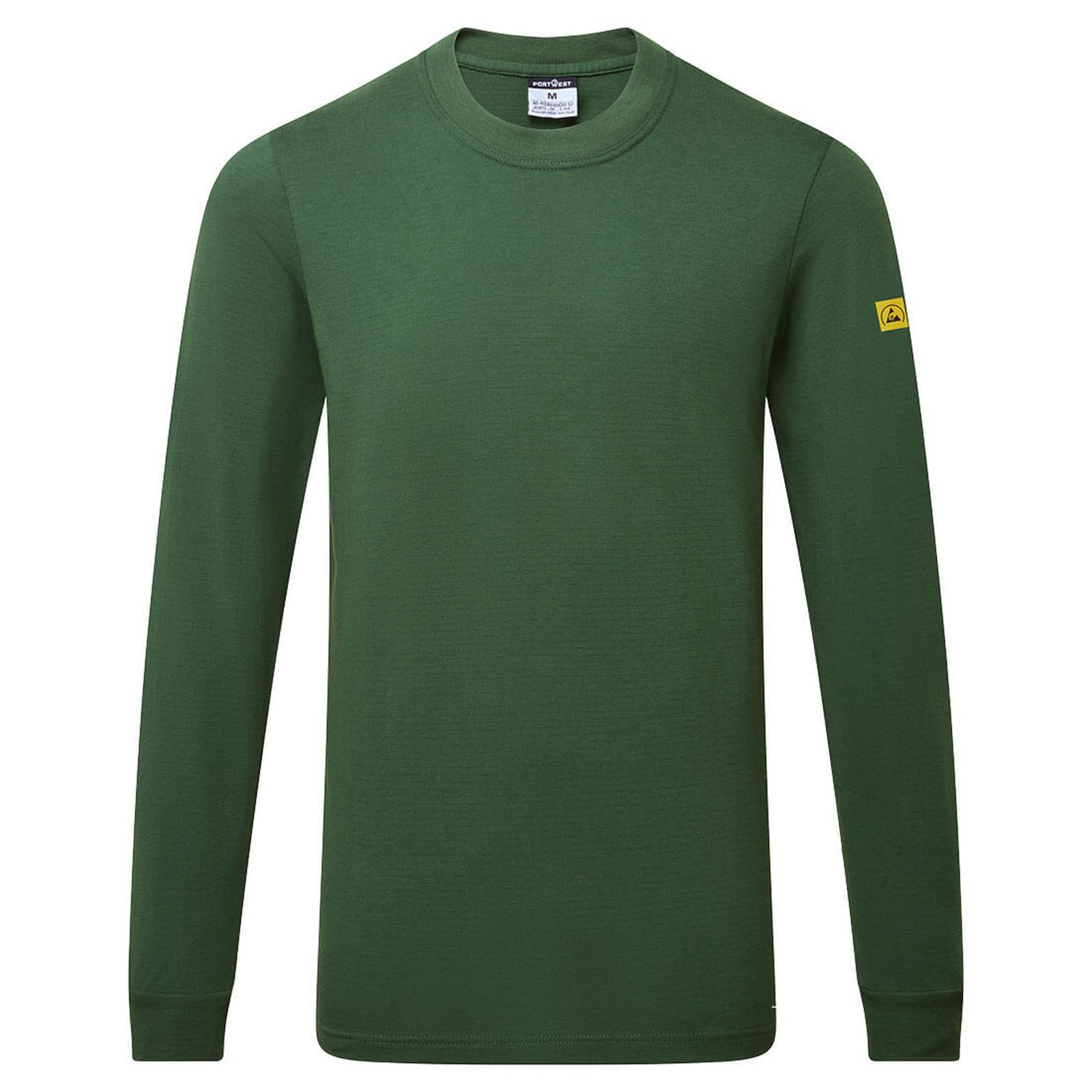 Portwest Werkkleding ESD-beschermende kleding T-Shirt AS22 antistatisch ESD lange mouw bosgroen(FG)