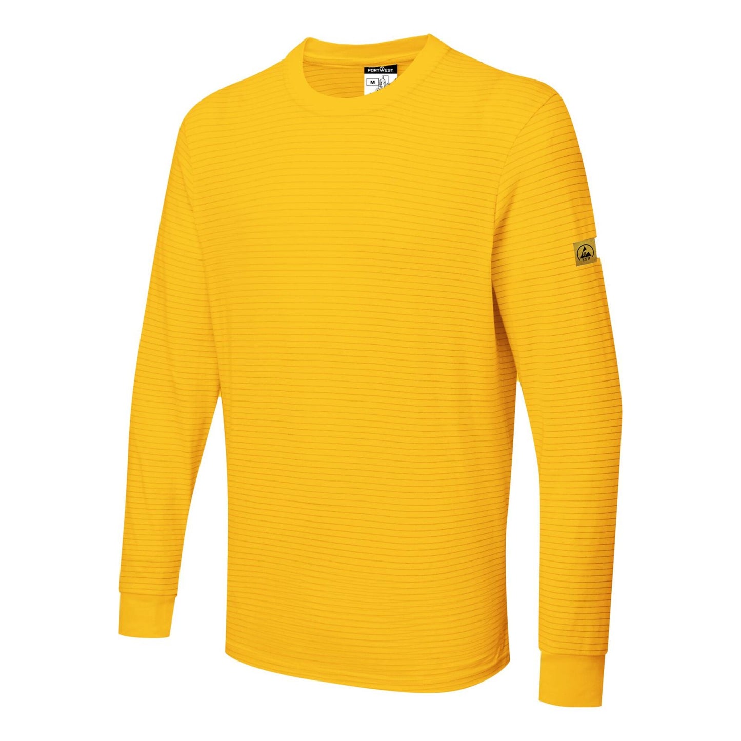 Portwest Werkkleding ESD-beschermende kleding T-Shirt AS22 antistatisch ESD lange mouw diep geel(YE)