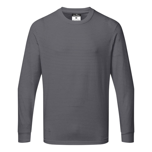 Portwest Werkkleding ESD-beschermende kleding T-Shirt AS22 antistatisch ESD lange mouw zoomgrijs(ZO)
