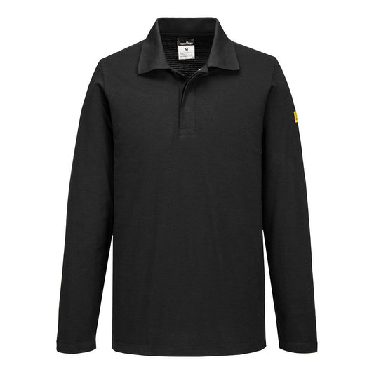 Portwest ESD Werkkleding Poloshirt AS23 lange mouw anti-statisch ESD Polo zwart(BK)