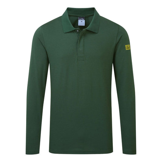 Portwest ESD Werkkleding Poloshirt AS23 lange mouw anti-statisch ESD Polo bosgroen(FG)