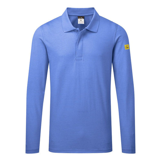 Portwest ESD Werkkleding Poloshirt AS23 lange mouw anti-statisch ESD Polo hamilton blauw(HB)