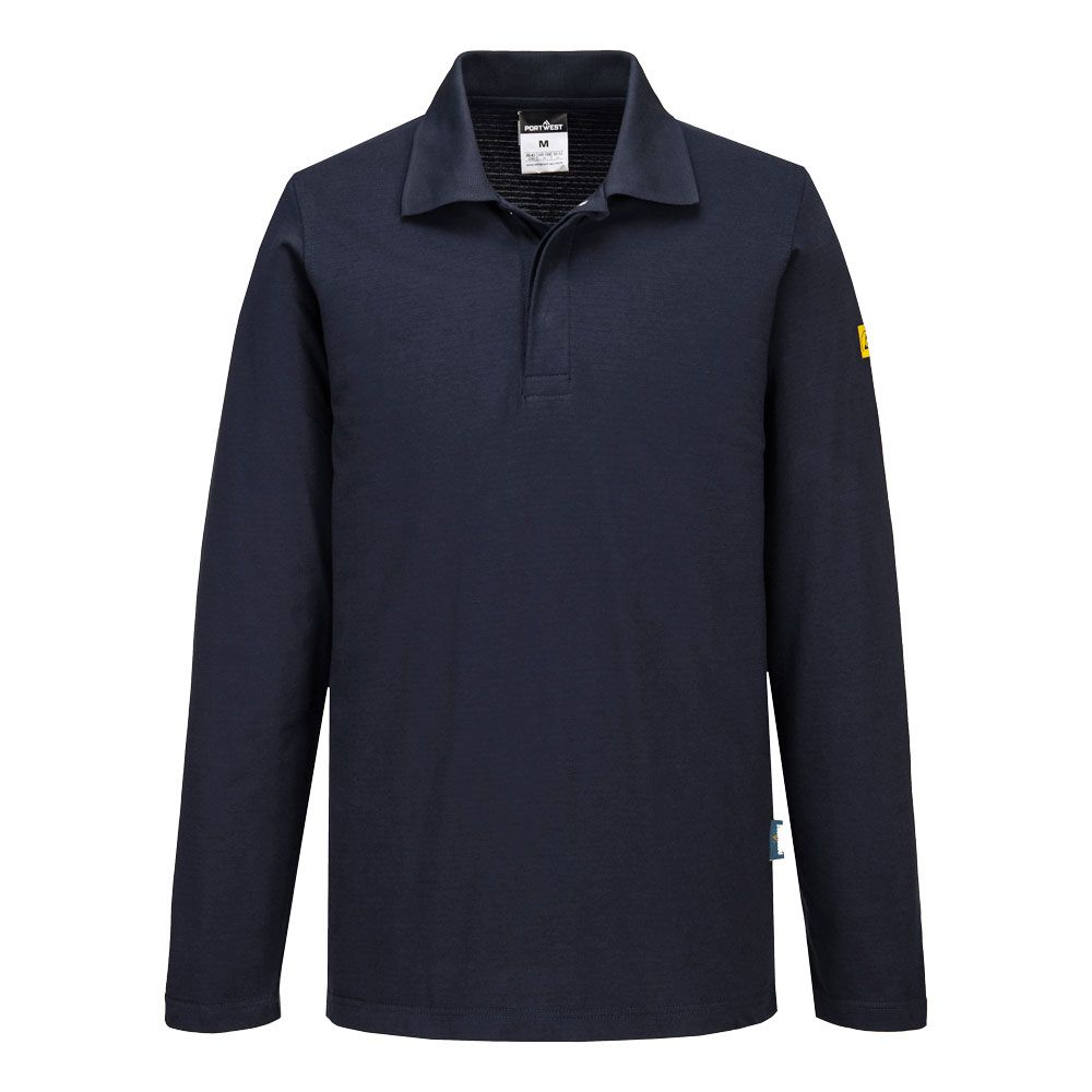 Portwest ESD Werkkleding Poloshirt AS23 lange mouw anti-statisch ESD Polo donker marineblauw(NV)