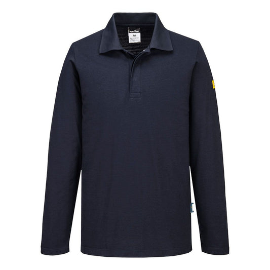 Portwest ESD Werkkleding Poloshirt AS23 lange mouw anti-statisch ESD Polo donker marineblauw(NV)