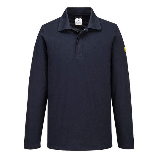 Portwest ESD Werkkleding Poloshirt AS23 lange mouw anti-statisch ESD Polo donker marineblauw(NV)
