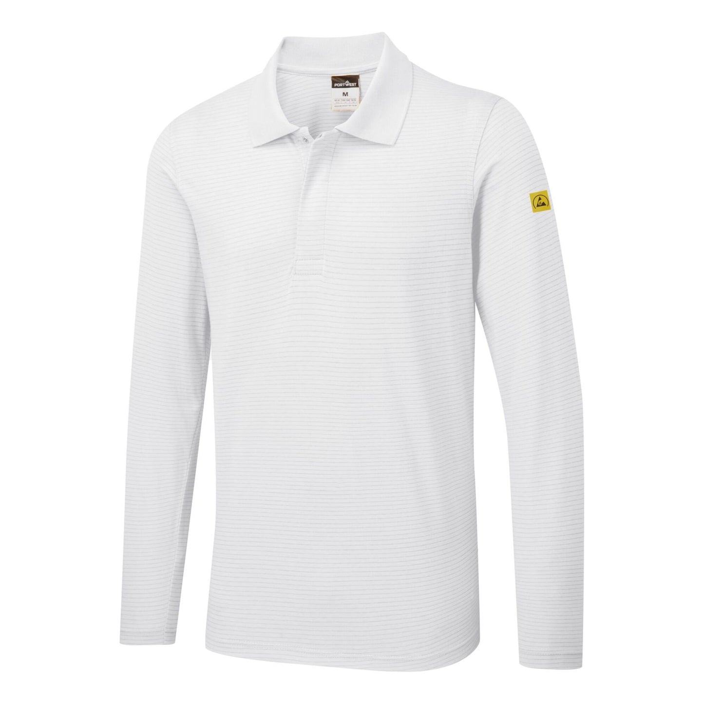 Portwest ESD Werkkleding Poloshirt AS23 lange mouw anti-statisch ESD Polo wit(WH)