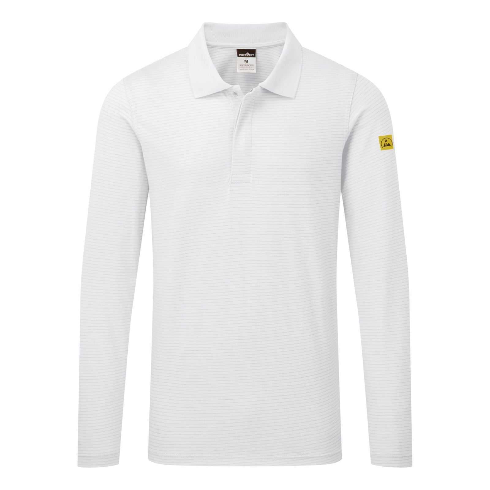 Portwest ESD Werkkleding Poloshirt AS23 lange mouw anti-statisch ESD Polo wit(WH)