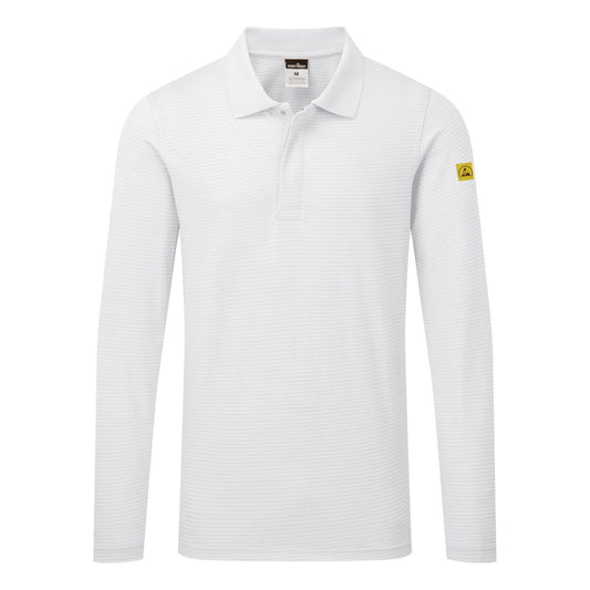 Portwest ESD Werkkleding Poloshirt AS23 lange mouw anti-statisch ESD Polo wit(WH)