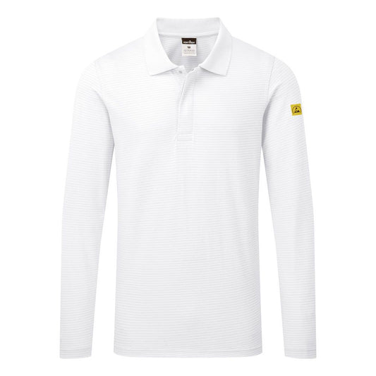 Portwest ESD Werkkleding Poloshirt AS23 lange mouw anti-statisch ESD Polo wit(WH)