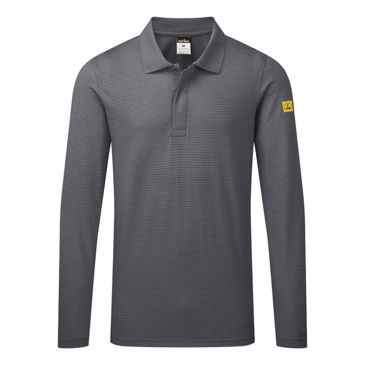 Portwest ESD Werkkleding Poloshirt AS23 lange mouw anti-statisch ESD Polo zoomgrijs(ZO)