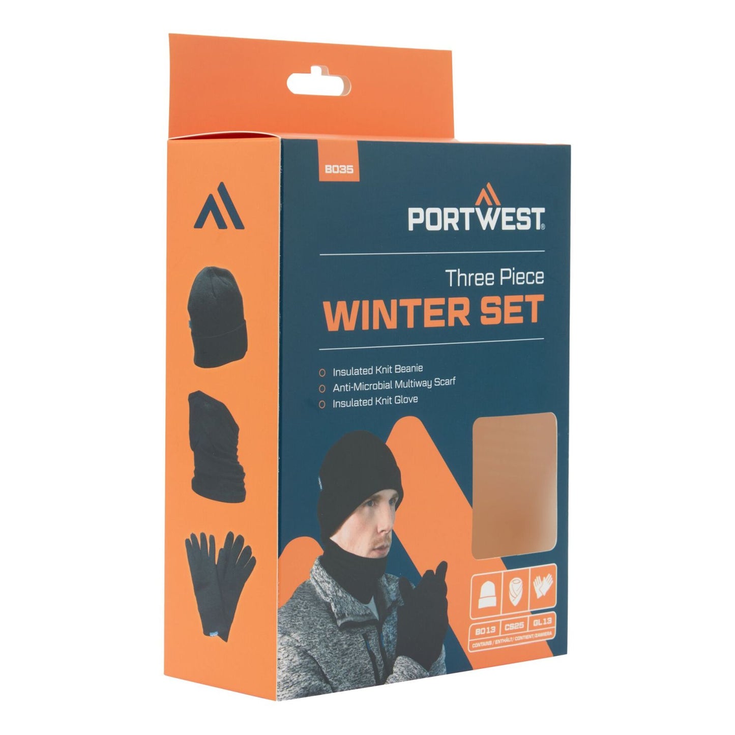 Portwest Accessoires Regenkleding Bescherming Tegen Alle Weersomstandigheden accessoireset B035 winter3pcs (muts, sjaal, handschoenen) zwart(BK)