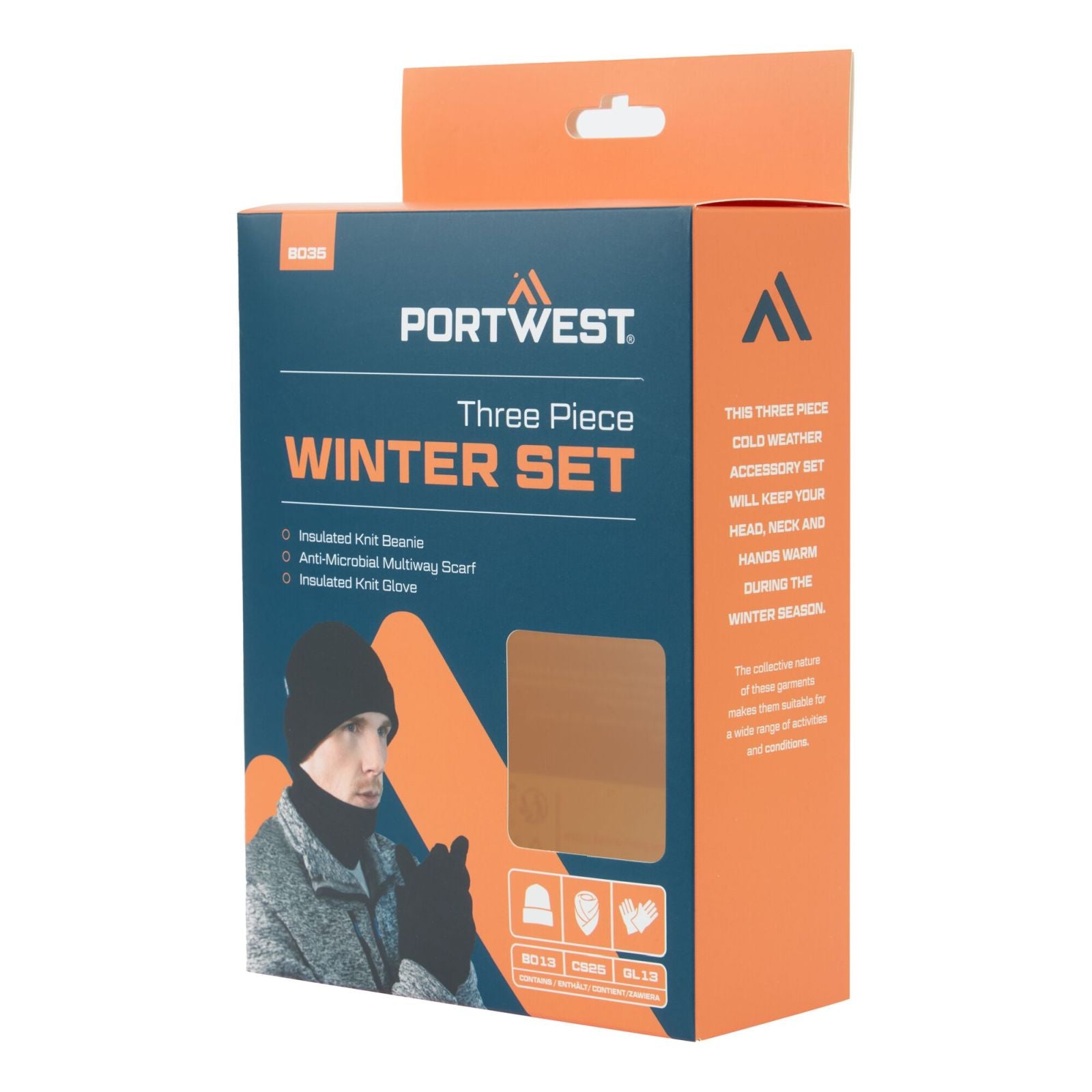 Portwest Accessoires Regenkleding Bescherming Tegen Alle Weersomstandigheden accessoireset B035 winter3pcs (muts, sjaal, handschoenen) zwart(BK)