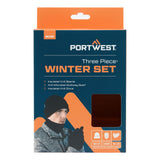 Portwest Accessoires Regenkleding Bescherming Tegen Alle Weersomstandigheden accessoireset B035 winter3pcs (muts, sjaal, handschoenen) zwart(BK)