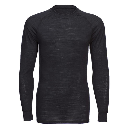 Portwest Basislaag Bescherming Tegen Alle Weersomstandigheden T-shirt B183 Merinowol ronde hals en lange mouwen zwart(BK)