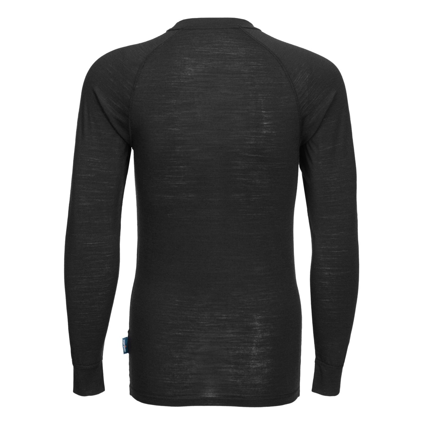 Portwest Basislaag Bescherming Tegen Alle Weersomstandigheden T-shirt B183 Merinowol ronde hals en lange mouwen zwart(BK)