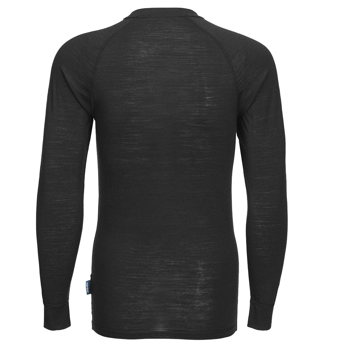 Portwest Basislaag Alle Weersomstandigheden T-shirt B183 Merinowol ronde hals en lange mouwen zwart(BK)