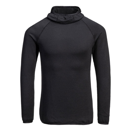 Portwest Basislaag Bescherming Tegen Alle Weersomstandigheden Hoodie B191 Wafel fleece basislaag capuchon zwart(BK)