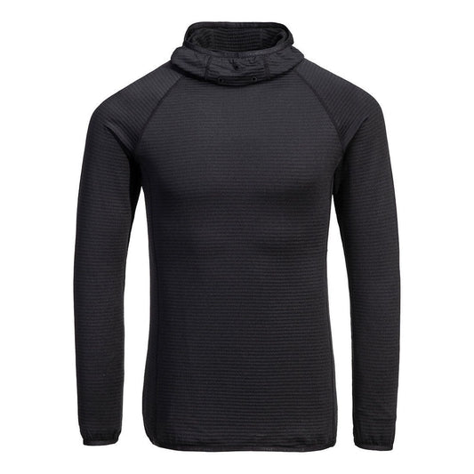 Portwest Basislaag Alle Weersomstandigheden Hoodie B191 Wafel fleece basislaag capuchon zwart(BK)