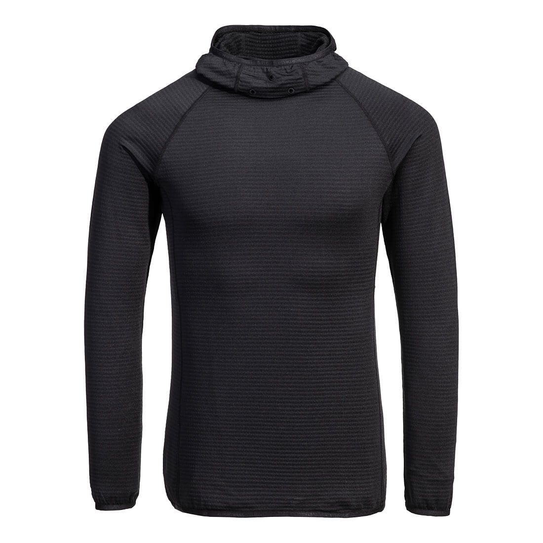 Portwest Basislaag Alle Weersomstandigheden Hoodie B191 Wafel fleece basislaag capuchon zwart(BK)