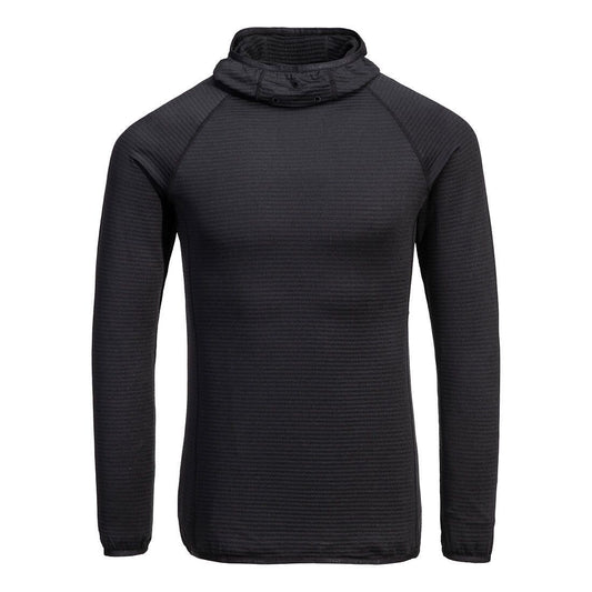 Portwest Basislaag Alle Weersomstandigheden Hoodie B191 Wafel fleece basislaag capuchon zwart(BK)