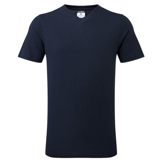 Portwest vrijetijdskleding Corporate Casuals T-shirt B197 Katoen V-hals donker marineblauw(NV)