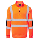 Portwest Hogezichtbaarheids leisurewear lijn Sweatshirt B314 Hi-Vis Knitted Half Zip oranje(OR)