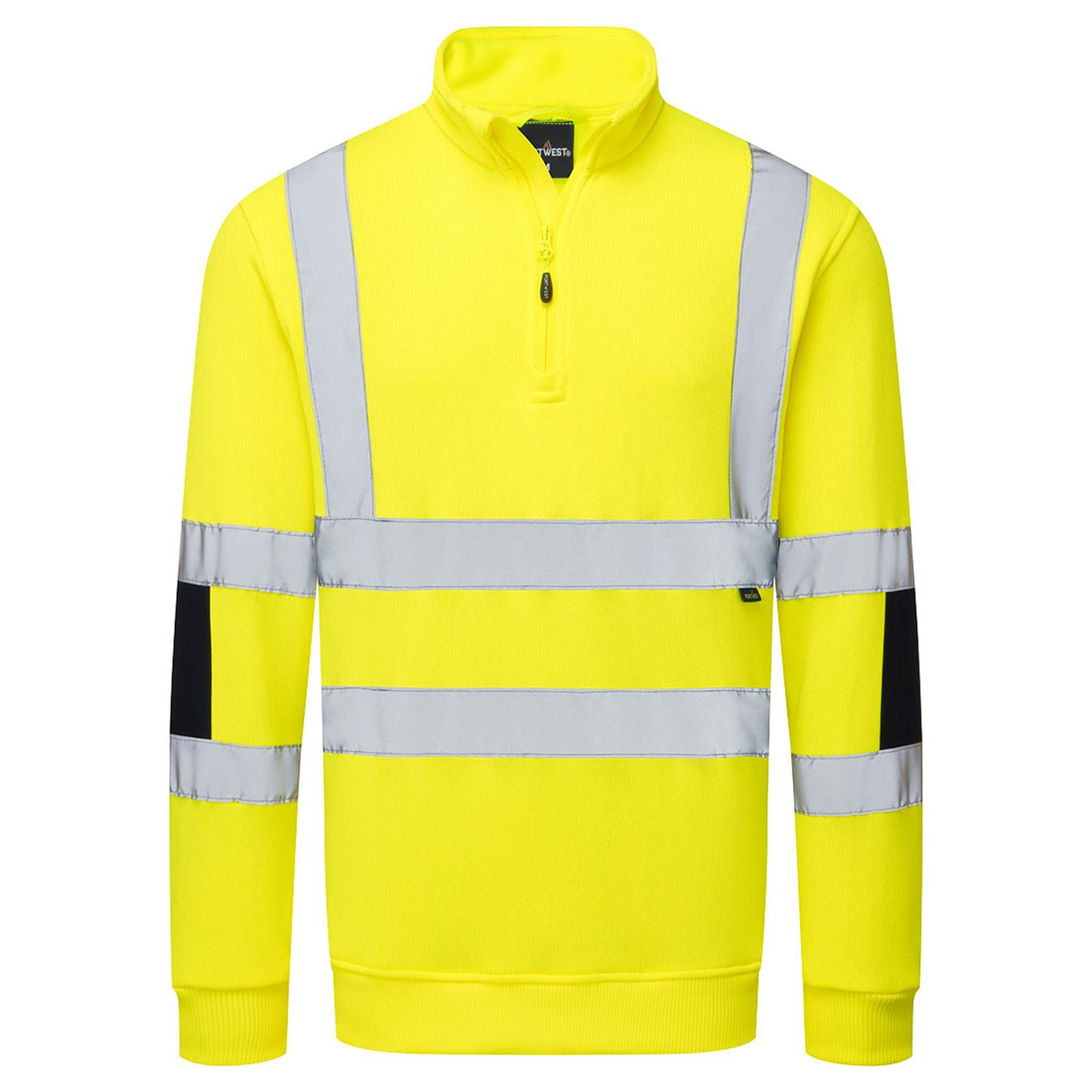 Portwest Hogezichtbaarheids leisurewear lijn Sweatshirt B314 Hi-Vis Knitted Half Zip geel(YE)