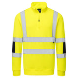 Portwest Hogezichtbaarheids leisurewear lijn Sweatshirt B314 Hi-Vis Knitted Half Zip geel(YE)