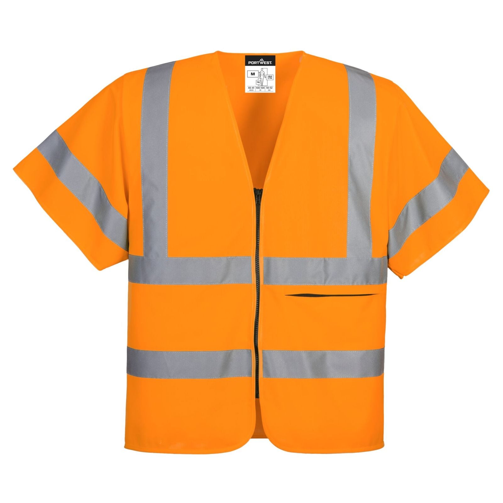 Portwest Vesten Hoge zichtbaarheid Veiligheidsvest C372 rits halve mouwen HiVis oranje(OR)