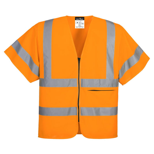 Portwest Vesten Hoge zichtbaarheid Veiligheidsvest C372 rits halve mouwen HiVis oranje(OR)