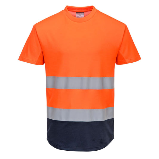 Portwest T-shirts C395 HiVis UPF35+ UV oranje-marineblauw(ON)