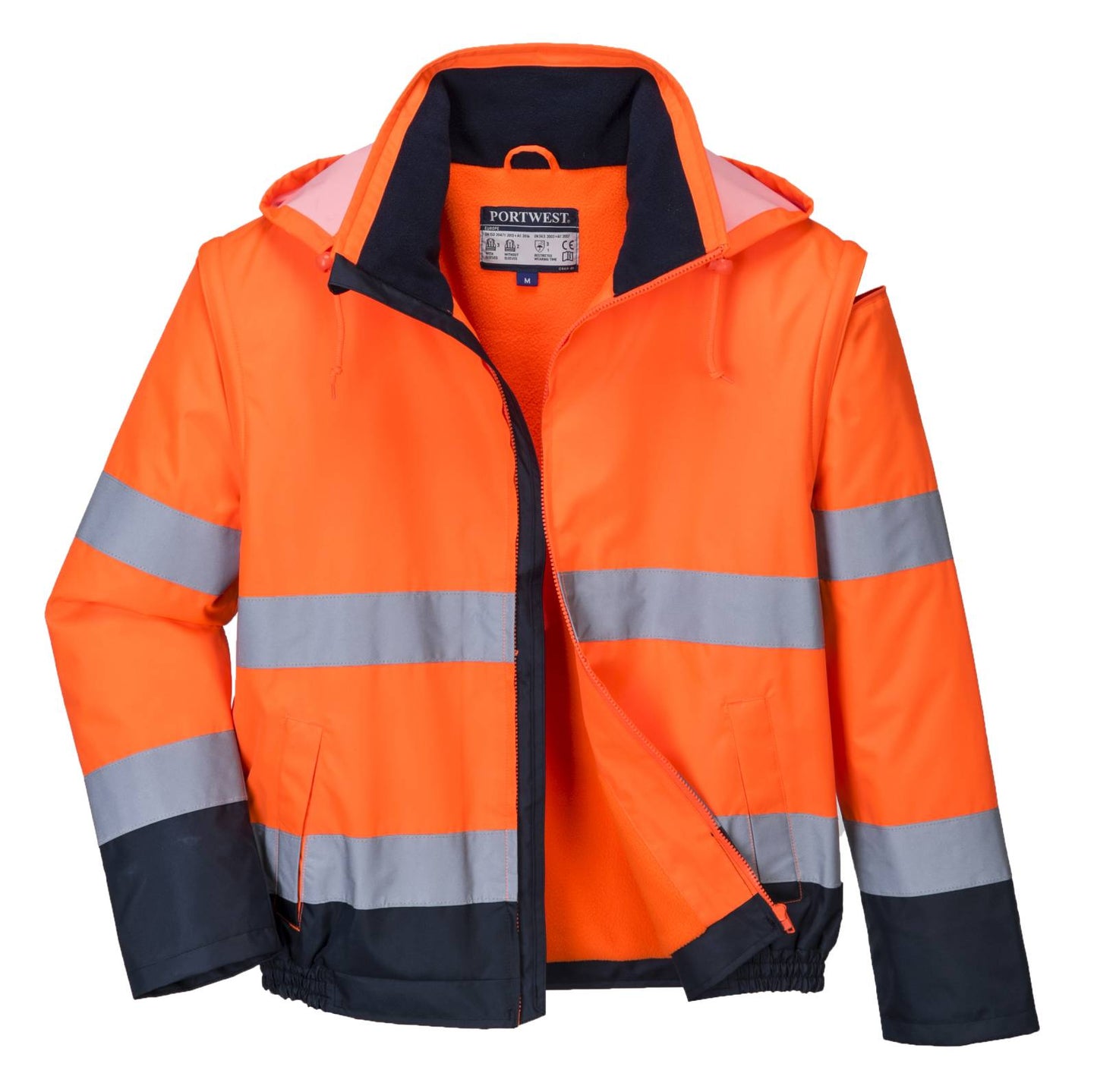 Portwest Jassen C464 HiVis Uitneembare mouwen oranje-marineblauw(ON)