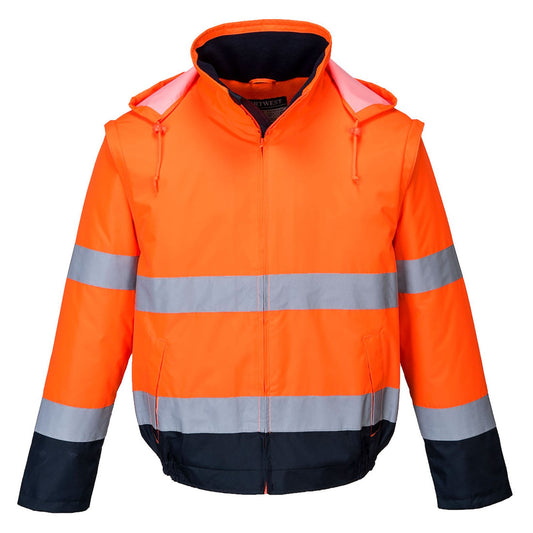 Portwest Jassen C464 HiVis Uitneembare mouwen oranje-marineblauw(ON)