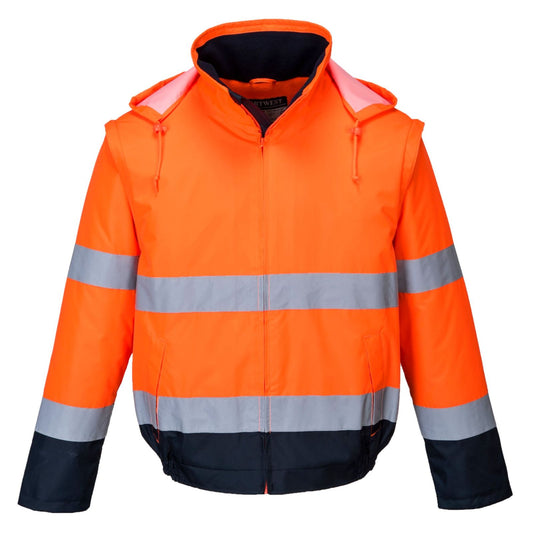 Portwest Jassen C464 HiVis Uitneembare mouwen oranje-marineblauw(ON)