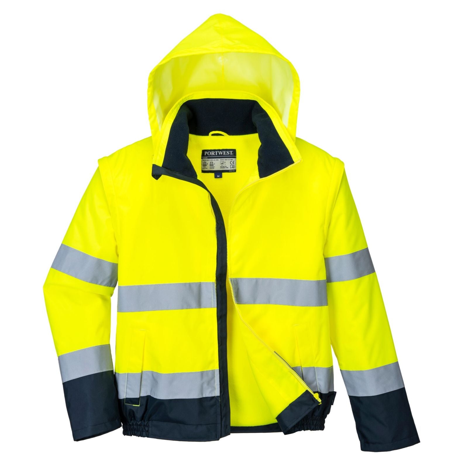 Portwest Jassen C464 HiVis Uitneembare mouwen geel-marineblauw(YN)