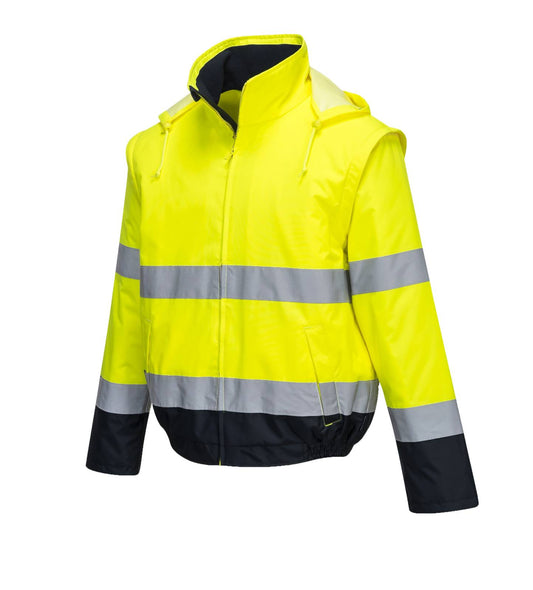 Portwest Jassen C464 HiVis Uitneembare mouwen geel-marineblauw(YN)