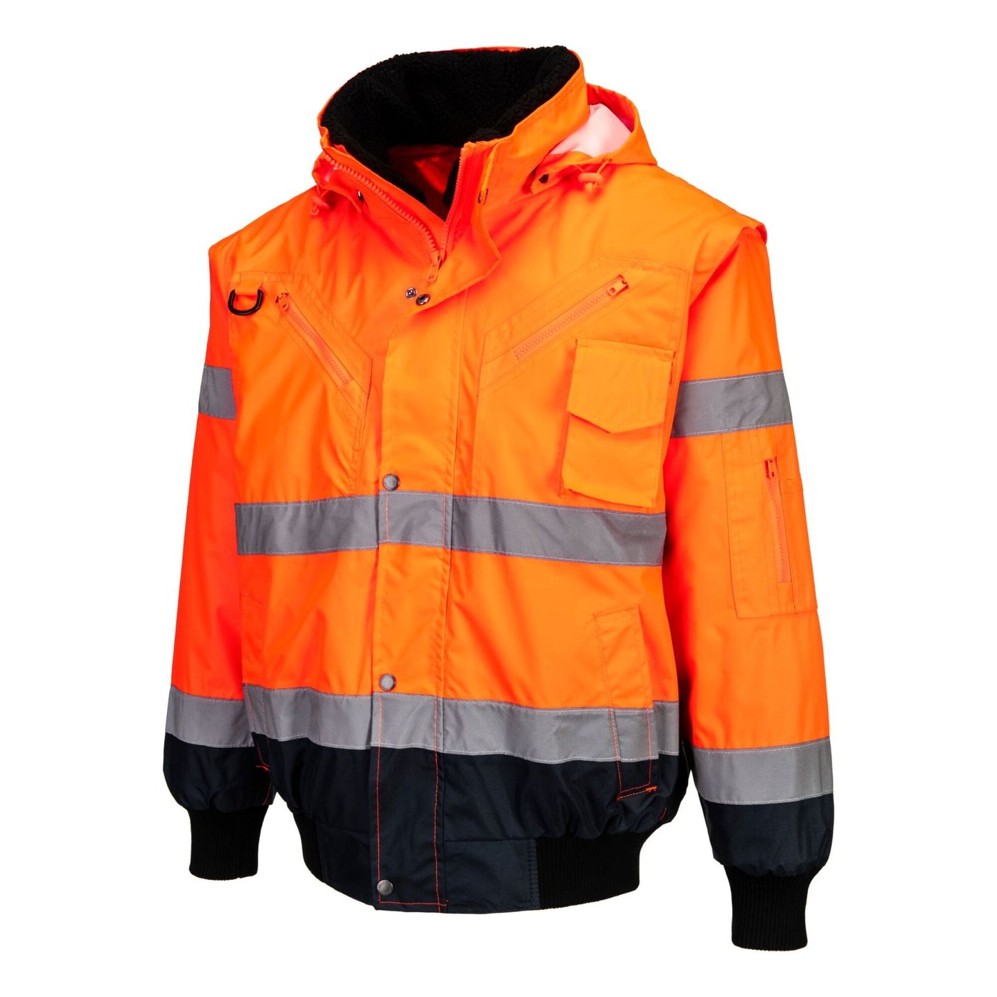 Portwest Jassen C465 HiVis Uitneembare voering- mouwen oranje-marineblauw(ON)