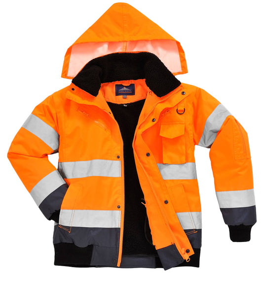 Portwest Jassen C465 HiVis Uitneembare voering- mouwen oranje-marineblauw(ON)