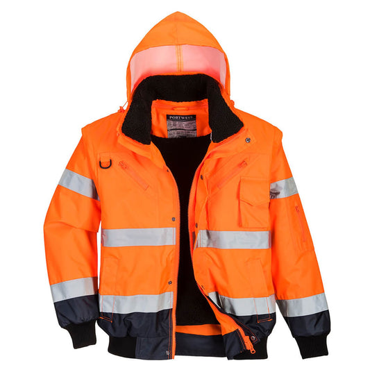 Portwest Jassen C465 HiVis Uitneembare voering- mouwen oranje-marineblauw(ON)
