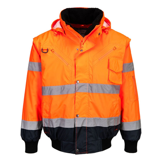 Portwest Jassen C465 HiVis Uitneembare voering- mouwen oranje-marineblauw(ON)