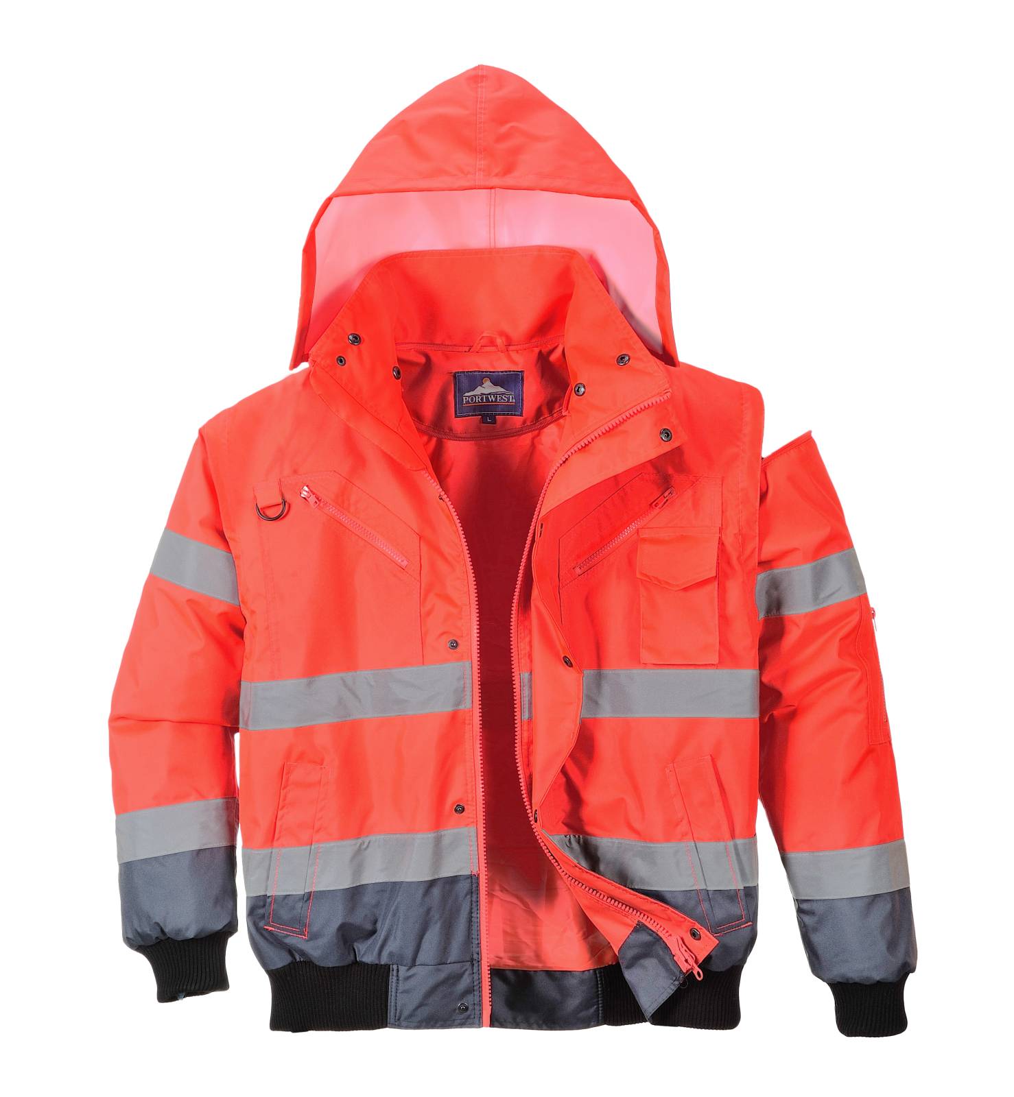 Portwest Jassen C465 HiVis Uitneembare voering- mouwen rood-marineblauw(RN)