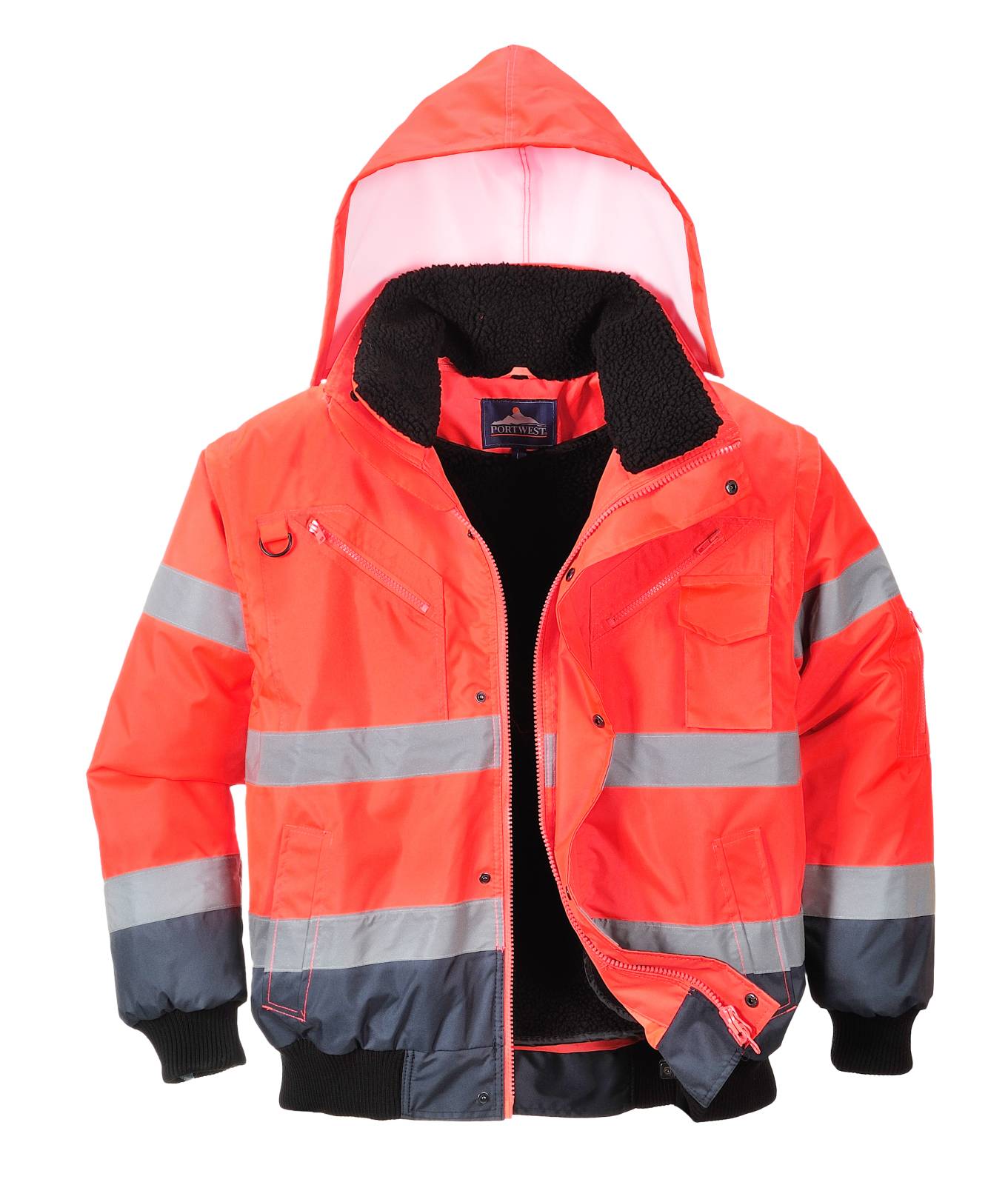 Portwest Jassen C465 HiVis Uitneembare voering- mouwen rood-marineblauw(RN)