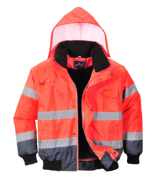 Portwest Jassen C465 HiVis Uitneembare voering- mouwen rood-marineblauw(RN)