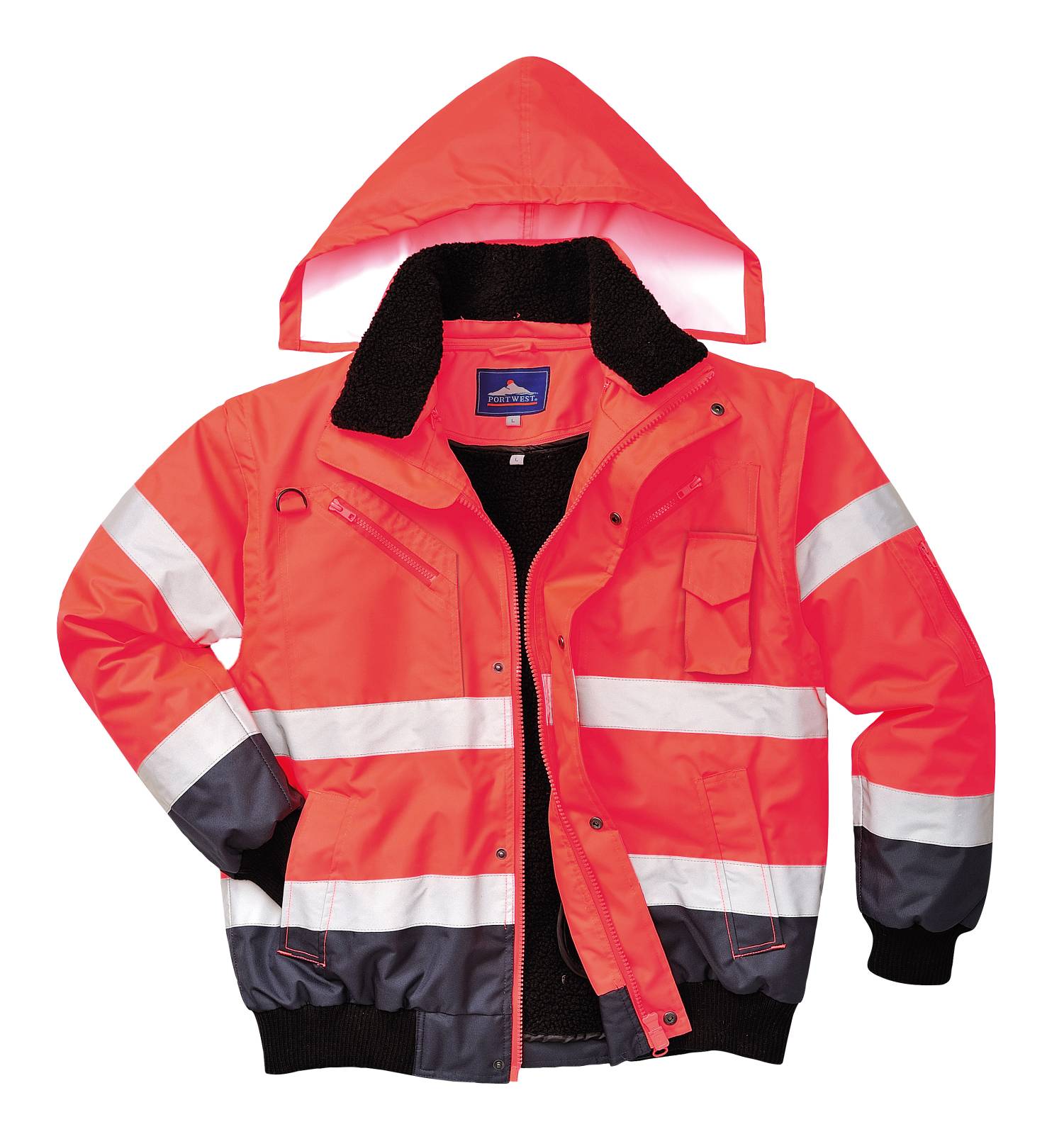 Portwest Jassen C465 HiVis Uitneembare voering- mouwen rood-marineblauw(RN)
