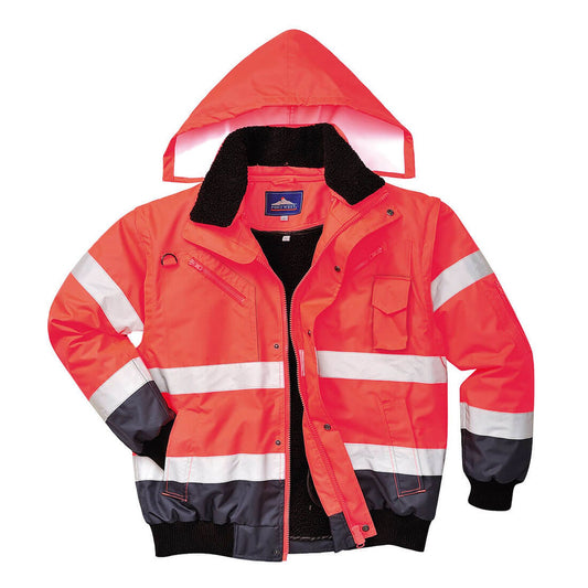 Portwest Jassen C465 HiVis Uitneembare voering- mouwen rood-marineblauw(RN)
