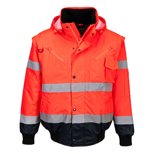 Portwest Jassen C465 HiVis Uitneembare voering- mouwen rood-marineblauw(RN)