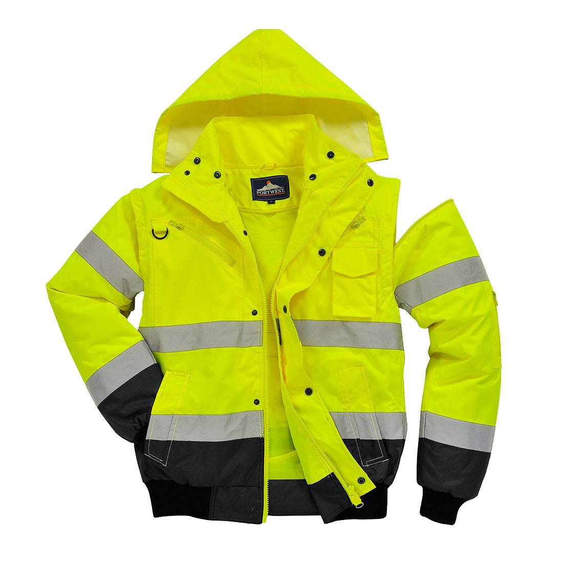 Portwest Jassen C465 HiVis Uitneembare voering- mouwen geel-zwart(YB)