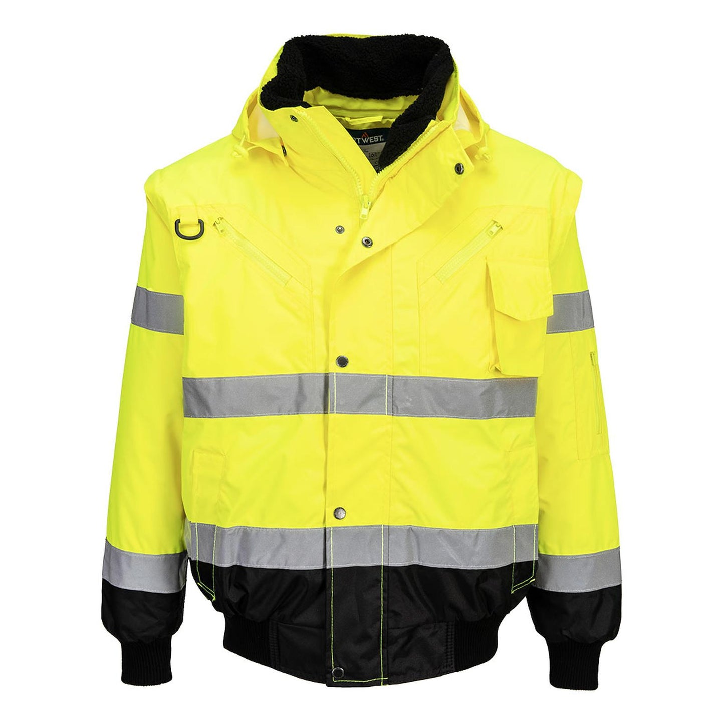 Portwest Jassen C465 HiVis Uitneembare voering- mouwen geel-zwart(YB)