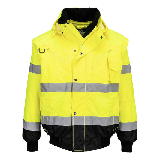 Portwest Jassen C465 HiVis Uitneembare voering- mouwen geel-zwart(YB)