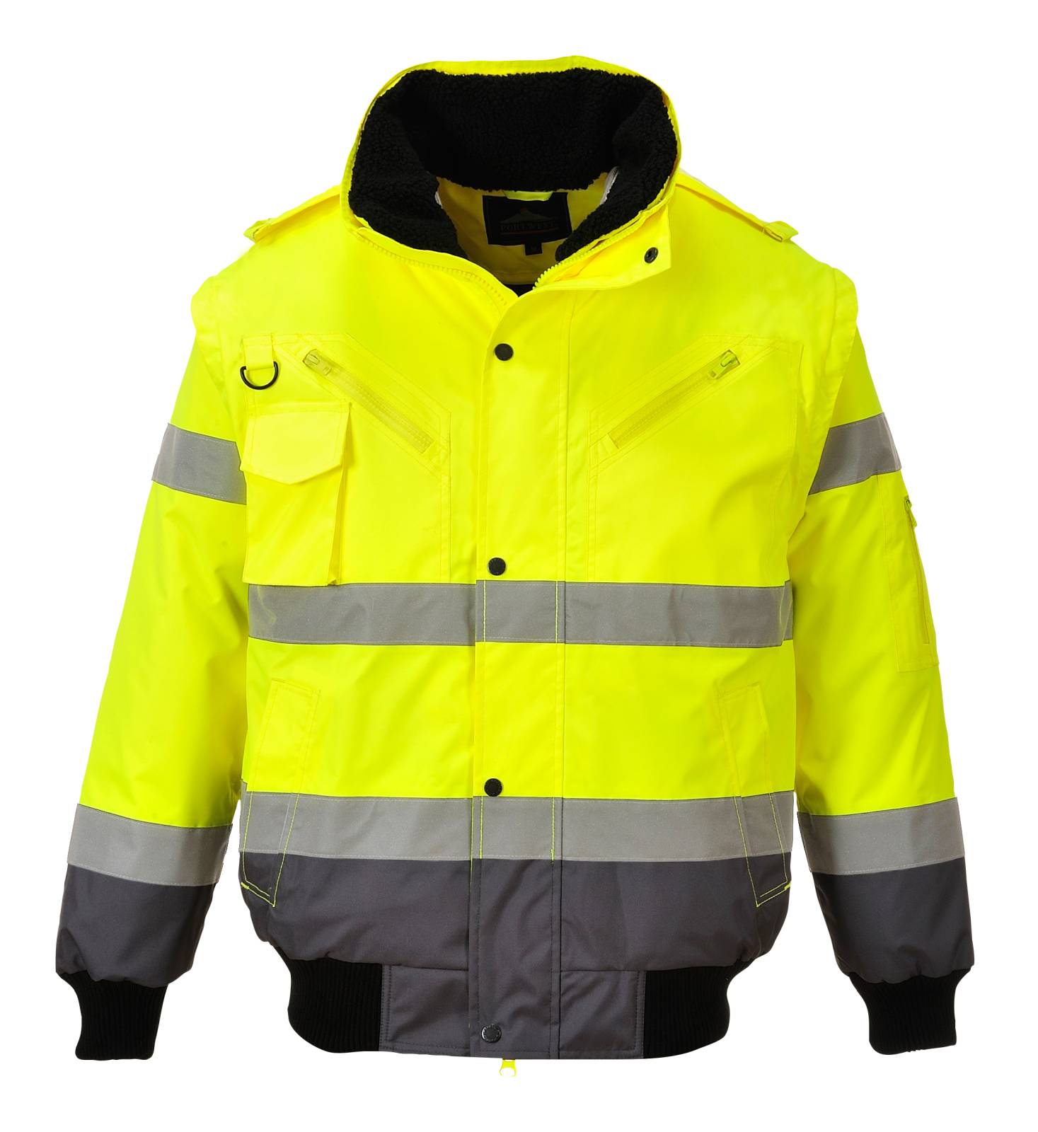 Portwest Jassen C465 HiVis Uitneembare voering- mouwen geel-grijs(YG)